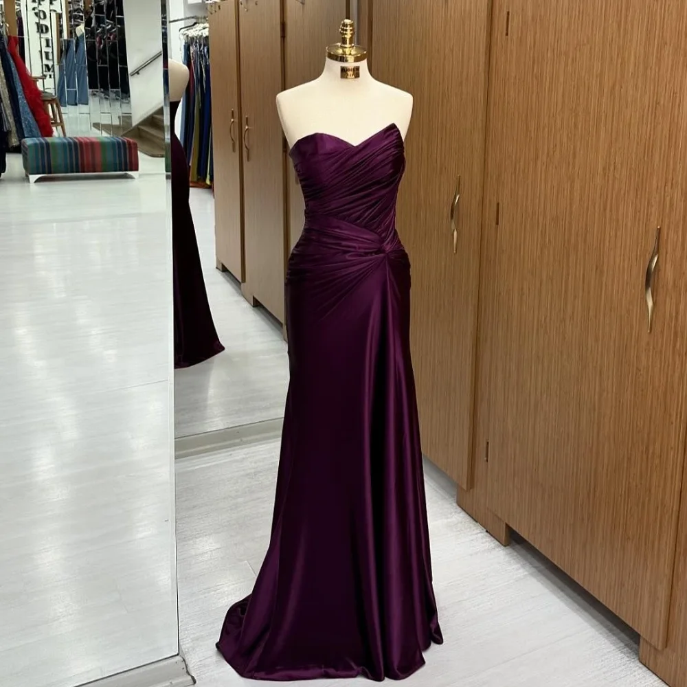 Customized Modern Style Classic Pleat Ruched Draped Straight Strapless Long Dresses Bespoke Occasion Dresses Classic Formal